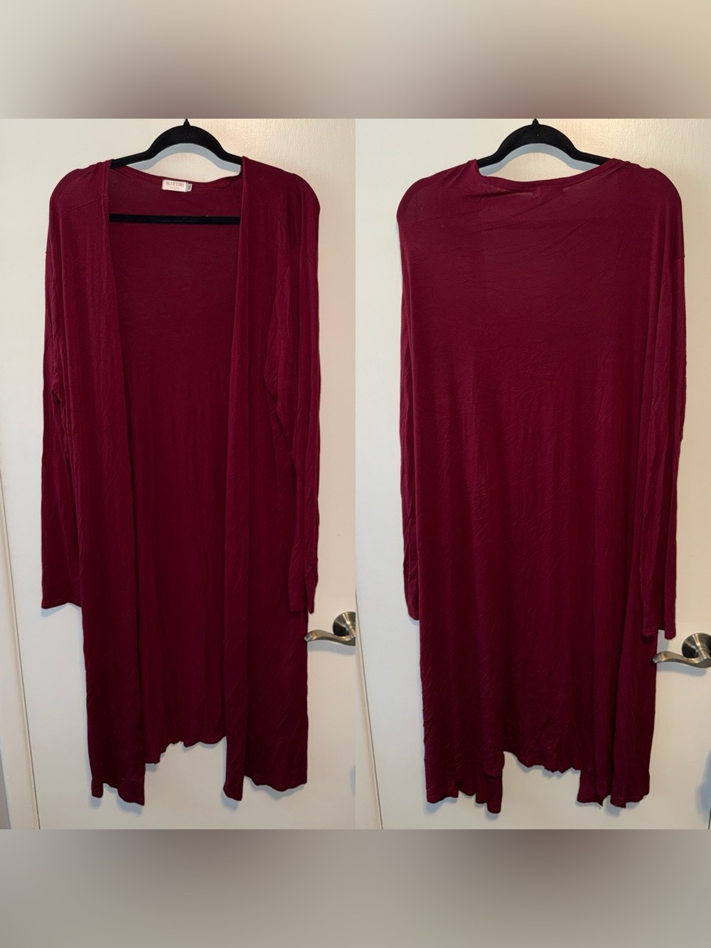 BlueTime Burgundy Long Open-Front Duster